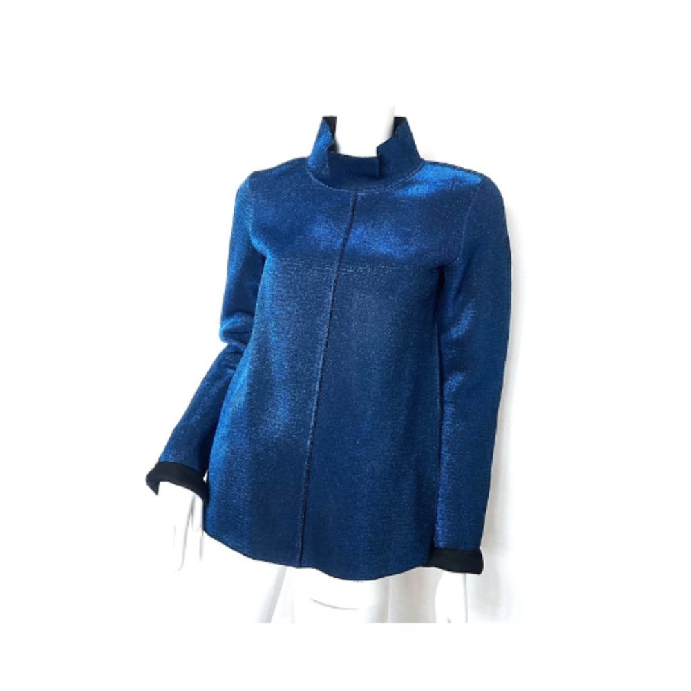 Golden Goose Diana Lurex Top Shirt Metallic Sz L Blue